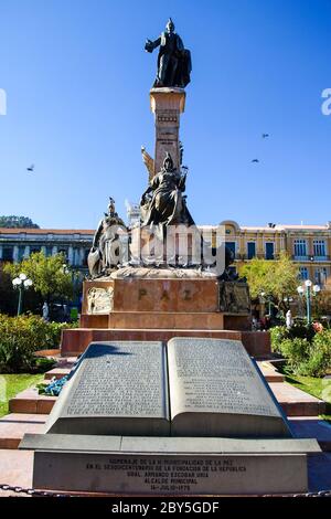 Pedro Domingo Murillo statue, Plaza Murillo, La Paz, Bolivia, South America Stock Photo