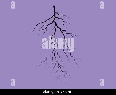 Silhouette Of A Thunder Lightning On A Lilac Background Stock Vector
