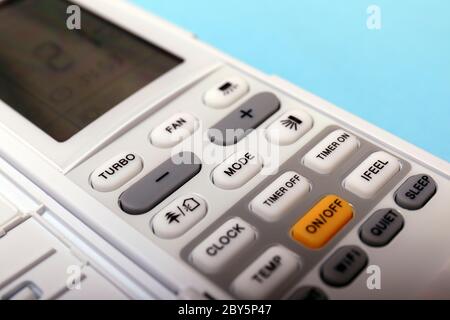 Air conditioner remote controller with wifi, isolate remote control on white, 21 celsius Stock Photo