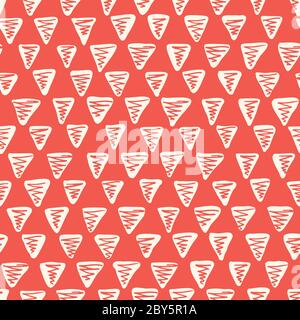 Playful Monochrome Geometric Vector Seamless Pattern with Hand-Drawn Triangles Stock Vector