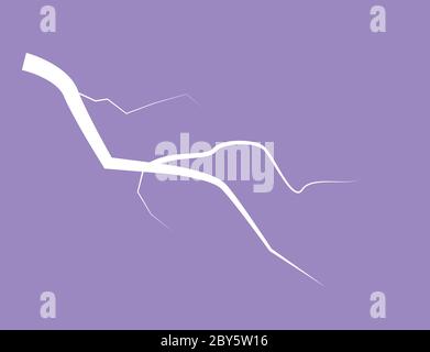 Silhouette Of A Thunder Lightning On A Lilac Background Stock Vector