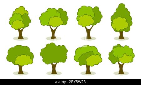 Collection of green summer trees. Stock Vector