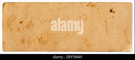 Old yellow craft paper card isolated Stock Photo