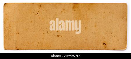 Old yellow craft paper card isolated Stock Photo