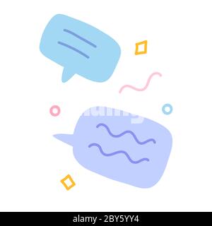 Chat doodles, text messaging concept, hand drawn icon, symbol of online discussion, abstract composition, dialog bubble, vector illustration for app Stock Vector