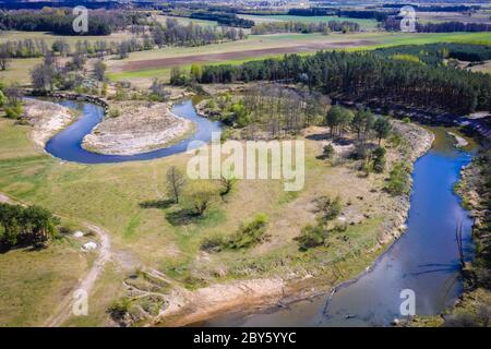 Liwiec River near Wolka Paplinska in the administrative district of Gmina Lochow, within Wegrow County, Poland Stock Photo