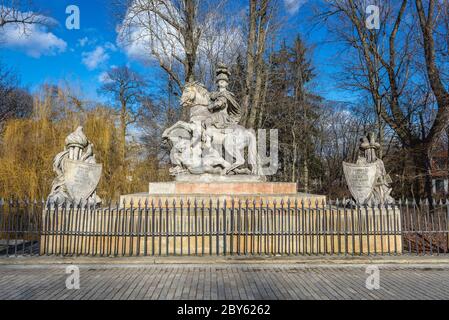 Monument of Jan III Sobieski in Warsaw, Poland - sculpture by Franciszek Pinck in Royal Baths Park Stock Photo