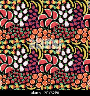 Seamless colorful decorative fruits pattern Stock Photo