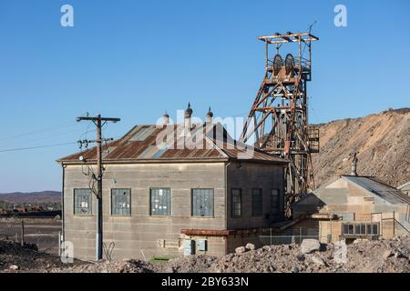 Broken Hill Australia December 2nd 2019 : View of the old disused mine head at Lode Lookout in Broken Hill, NSW Stock Photo