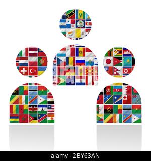 flags of the world with icon set Stock Photo