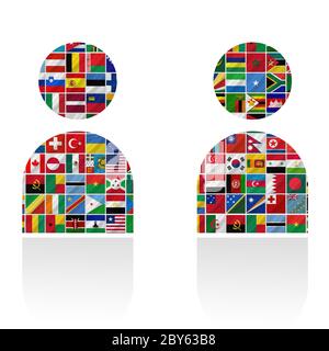 flags of the world with icon set Stock Photo