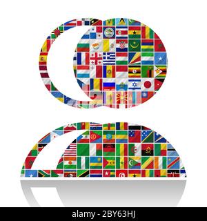 flags of the world with icon set Stock Photo