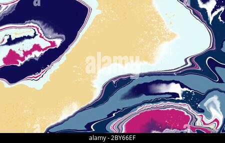 Mixture of acrylic paints. Liquid marble texture. Fluid art. Applicable for design cover, presentation, invitation, flyer, annual report, poster and Stock Photo