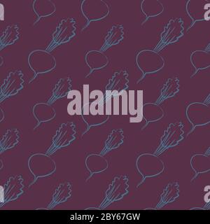 beetroot doodle seamless vector pattern background Stock Vector