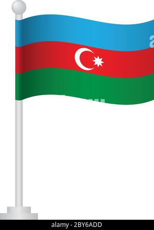 Azerbaijan flag. National flag of Azerbaijan on pole vector Stock Vector