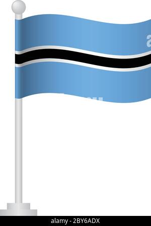 Botswana  flag. National flag of Botswana on pole vector Stock Vector