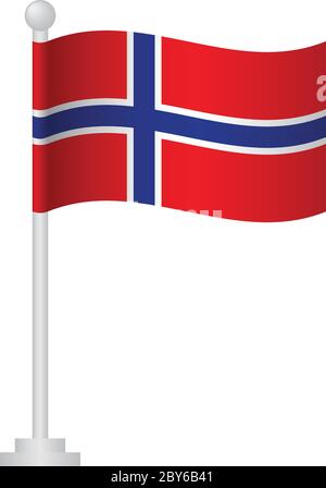 Norway  flag. National flag of Norway on pole vector Stock Vector