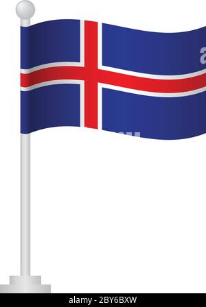 Iceland flag. National flag of Iceland on pole vector Stock Vector