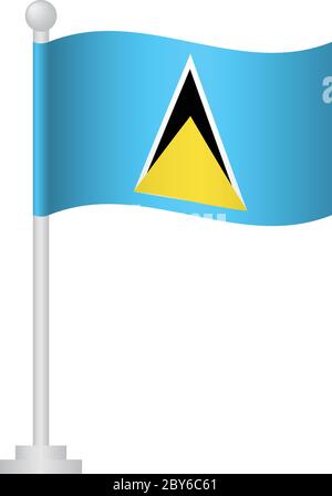 Saint Lucia flag. National flag of Saint Lucia on pole vector Stock Vector