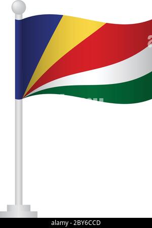 Seychelles flag. National flag of Seychelles on pole vector Stock Vector