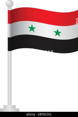 Syria flag. National flag of Syria on pole vector Stock Vector