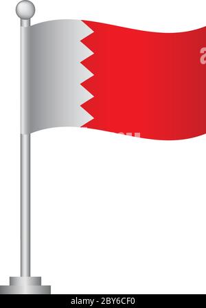 Bahrain flag. National flag of Bahrain on pole vector Stock Vector