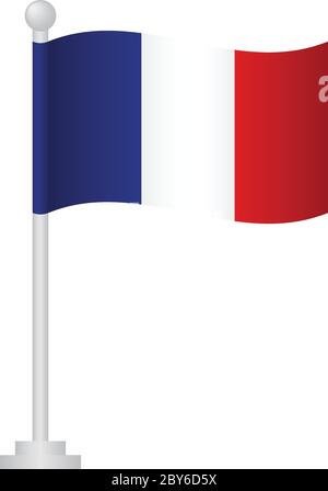 France flag. National flag of France on pole vector Stock Vector