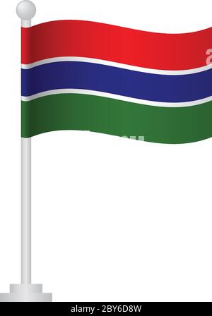 Gambia   flag. National flag of Gambia  on pole vector Stock Vector