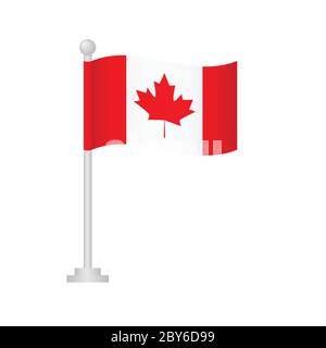 Canada flag. National flag of Canada on pole vector Stock Vector