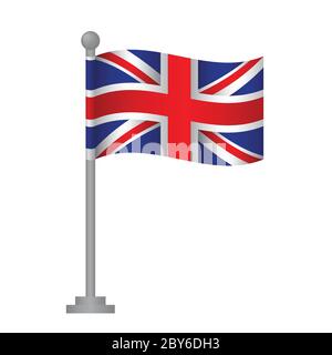 Great Britain flag. National flag of Great Britain on pole vector Stock Vector