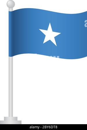 Somalia  flag. National flag of Somalia  on pole vector Stock Vector