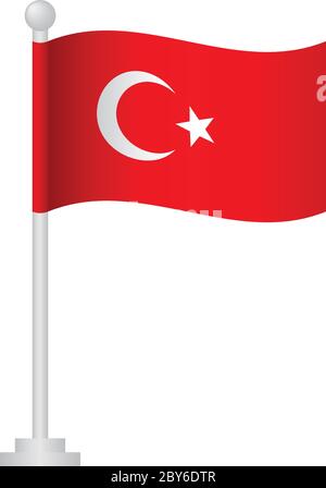 Turkey  flag. National flag of Turkey  on pole vector Stock Vector