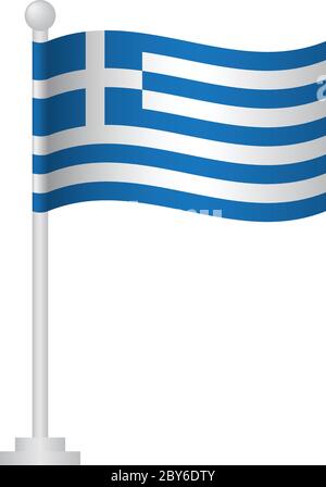 Greece  flag. National flag of Greece on pole vector Stock Vector