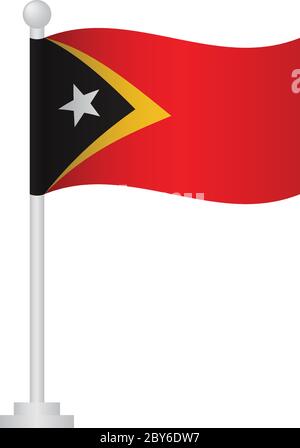 East Timor flag. National flag of East Timor on pole vector Stock Vector