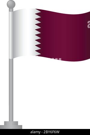 Qatar  flag. National flag of Qatar  on pole vector Stock Vector