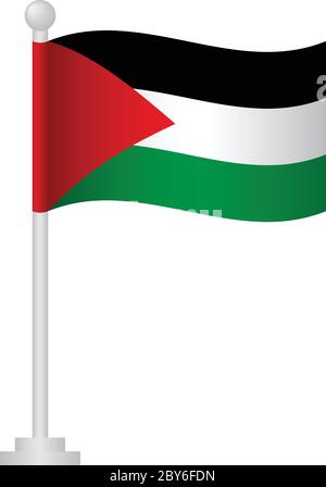 Palestine flag. National flag of Palestine on pole vector Stock Vector