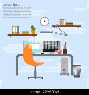 Concept for programmer working place. Programmer or developer wo Stock Vector