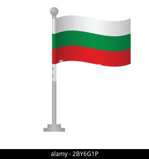 Bulgaria flag. National flag of Bulgaria on pole vector Stock Vector