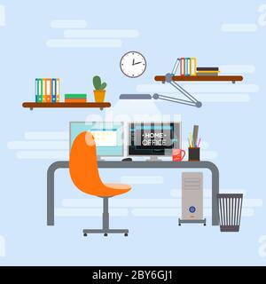 Home office interior. Design of workplace. Stock Vector