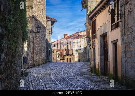 Street in Old Town of Santillana del Mar historic town located in Cantabria autonomous community in northern Spain Stock Photo