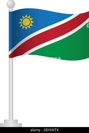 Namibia  flag. National flag of Namibia  on pole vector Stock Vector