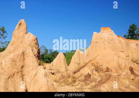 Soil columns within the national park of Thailand Stock Photo