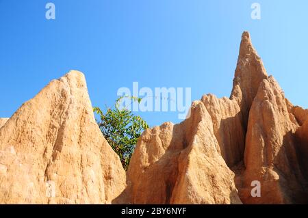 Soil columns within the national park of Thailand Stock Photo