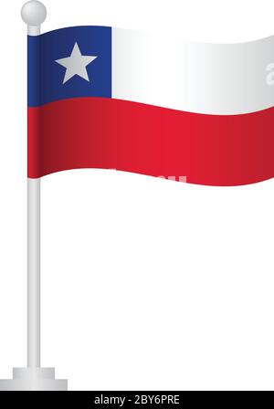 Chile flag. National flag of Chile on pole vector Stock Vector