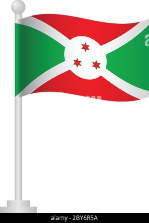 Burundi flag. National flag of Burundi on pole vector Stock Vector
