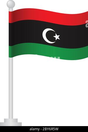 libya  flag. National flag of libya  on pole vector Stock Vector