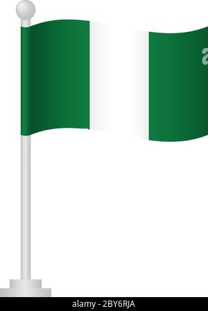 Nigeria  flag. National flag of Nigeria  on pole vector Stock Vector