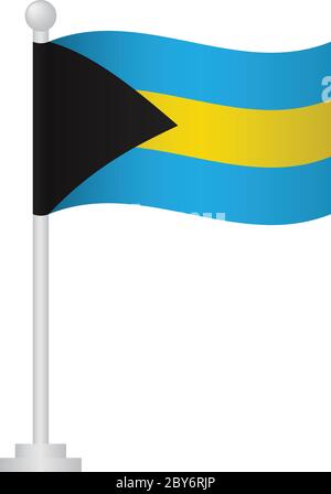 Bahamas flag. National flag of Bahamas on pole vector Stock Vector
