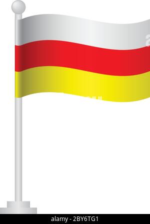 South ossetia flag. National flag of South ossetia on pole vector Stock Vector