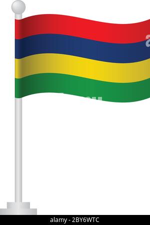 Mauritius flag. National flag of Mauritius on pole vector Stock Vector
